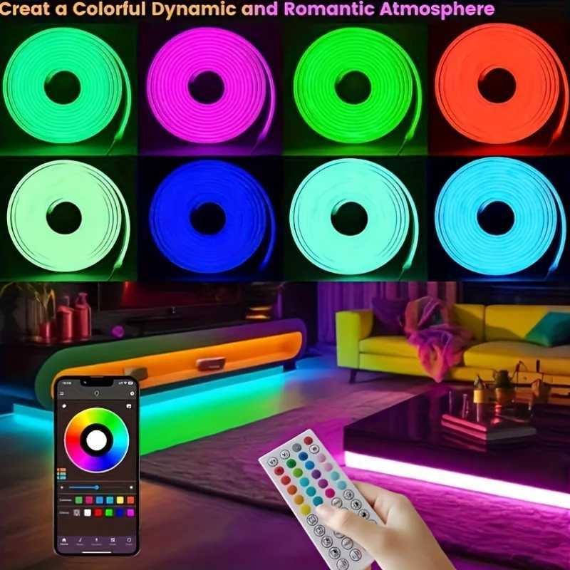 24V RGB 5m 10m 20m 30m LED Neon Strip Light Bluetooth APP 24key 44key Remote Control Music Sync Power Kit 60LED Waterproof Decor Z250605