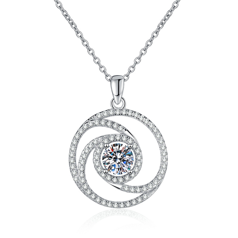S925 Sterling Silver Moissanite Pendant Necklace with Full Diamond D Color Moissanite, Elegant Windmill Design for Women, Luxury Jewelry Gift