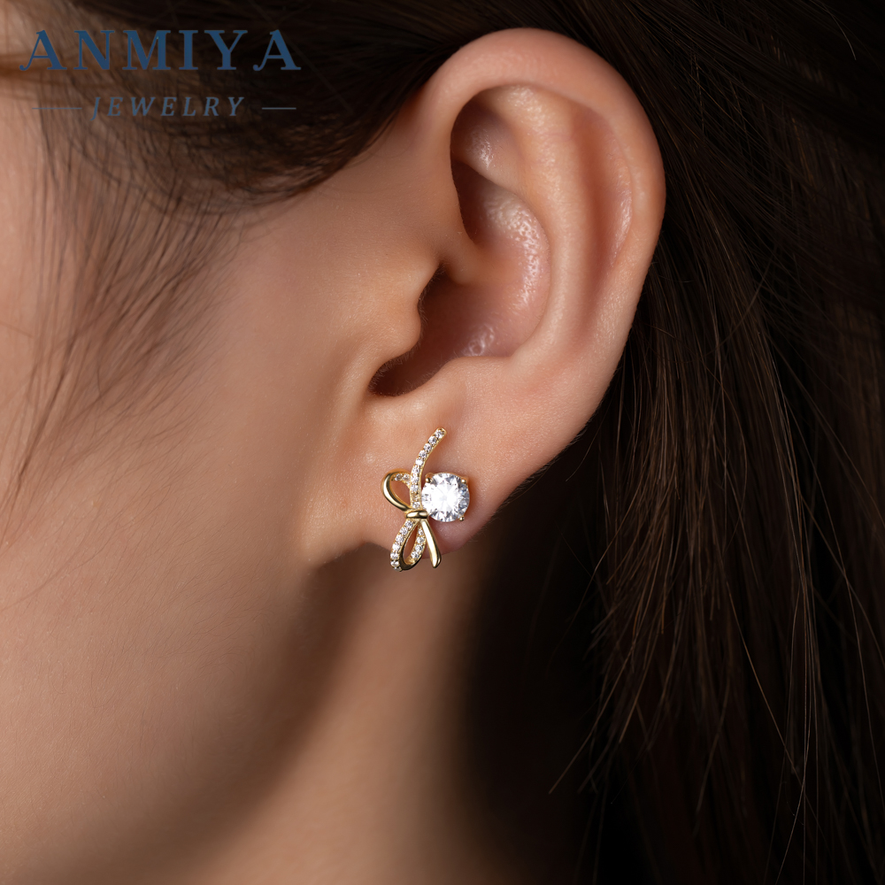 Exquisite Wedding Necklace Earring Set 925 Sterling Silver Micro-inlaid Zircon Bow Jewelry Earrings Necklace for Women Gift