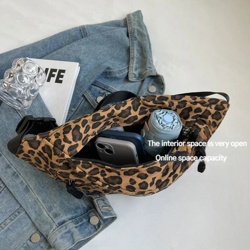 Large Size Leopard Prints Chest Bags For Women Canvas Large Capacity Shoulder Crossbody Bag Summer Latest Waist Fanny Pack 250605