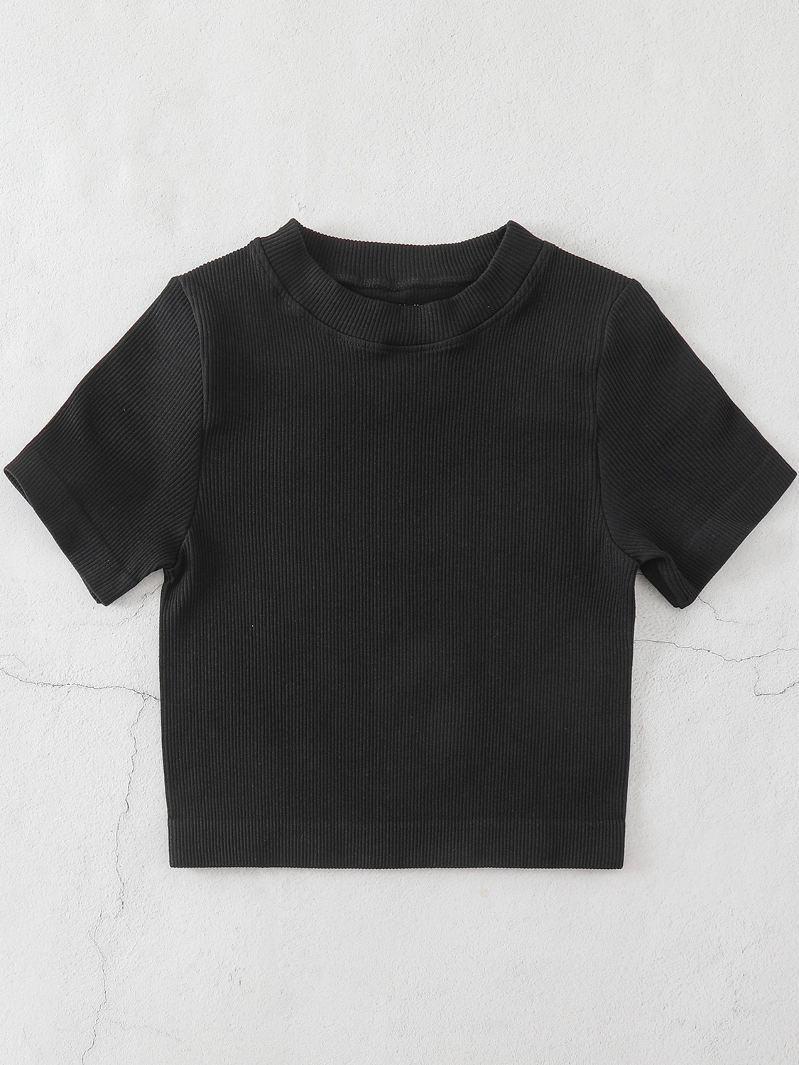 Mid Neck Border Yoga Sports Short Sleeve T-Shirt Threaded Tight Fall and Winter Tops BX513