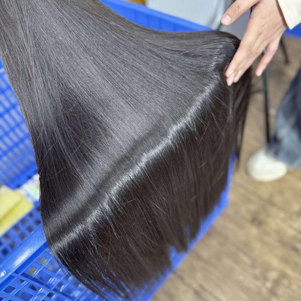 2x6 Transparent Big Front with Bone Straight Vieamese Raw Human Hair Bundles Double Drawn Lace Closure