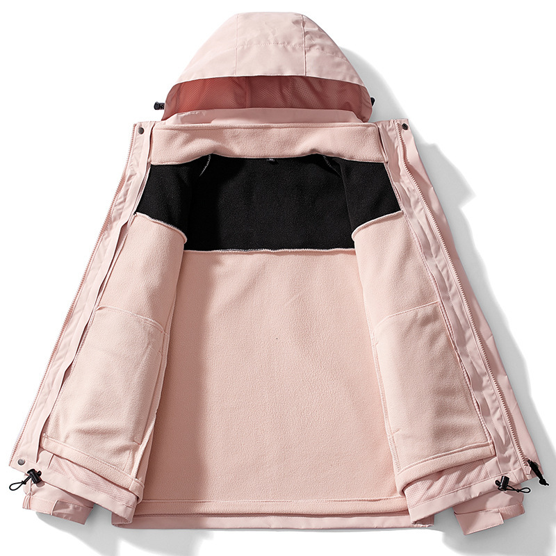 Ddmyoutdoor Fire Autumn Winter Outdoor Hoodie In Detachable Inner Tank Two Piece Set Couple Color Blocked Mountaineering Suit Jackets