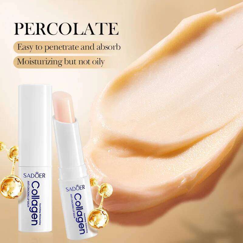 free shipping SADOER Collagen Lip Balm Moisturizing Anti Cracking Brightening Repair Nourishing Hydrating Lipstick Lips Skin Care Products