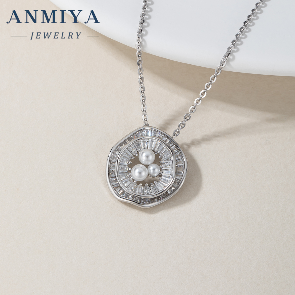 Fine Jewelry Freshwater Pearl 18K Gold Plated Zircon Flower Pendant Necklace Stud Earrings Jewelry Set for Women