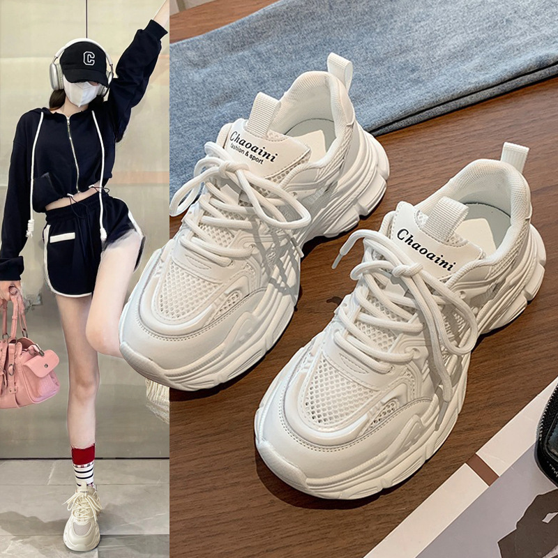Dad Women S New Summer Early Autumn Breathable Mesh Platform Thick Sole White Casual Shoes Sneakers Sports Shoes Ddmysaturn