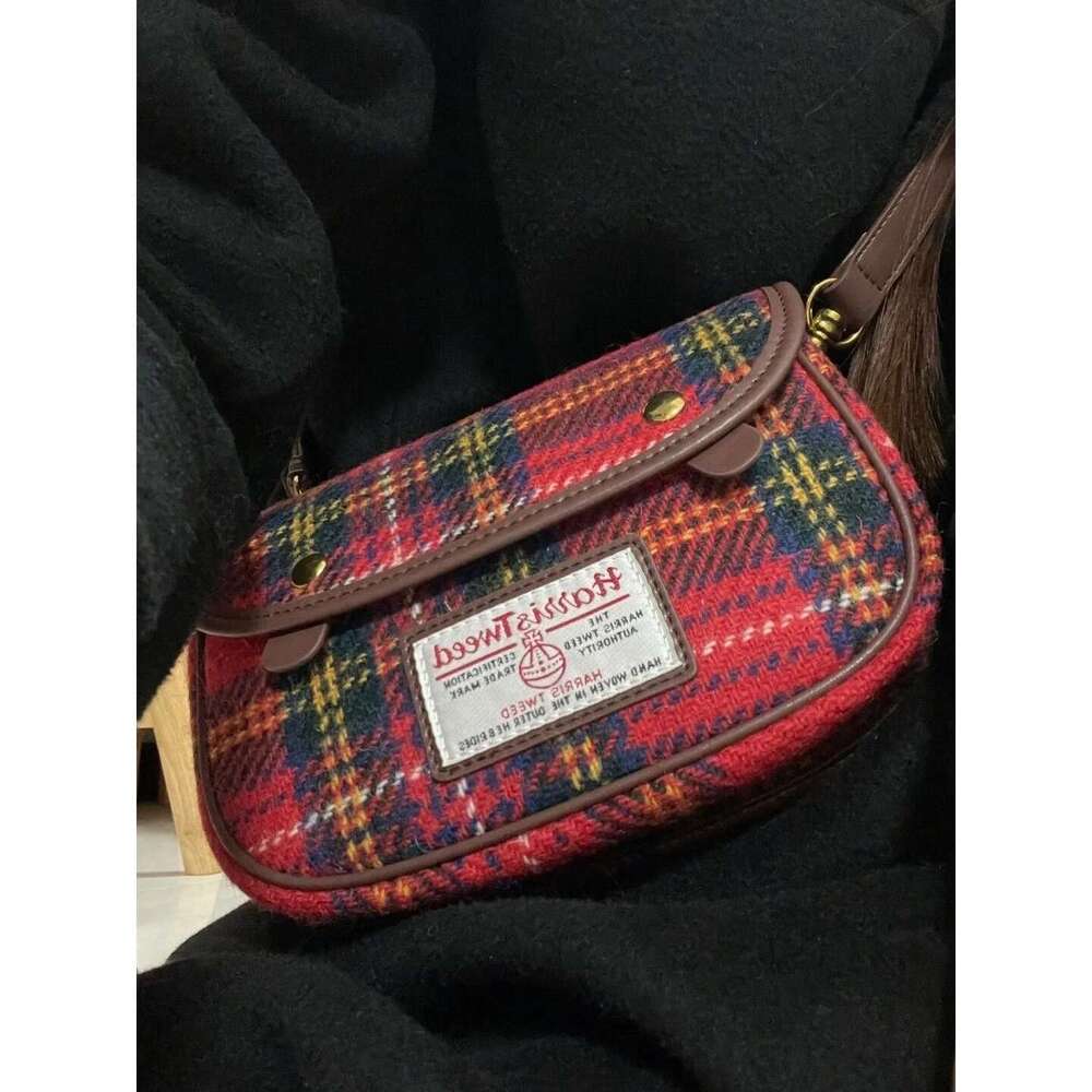 Designer Brand Bolsa Feminina New High Quality Woolen Plaid British Style Crossbody Bag Vintage Shoulder Bags For Women Hot Sale