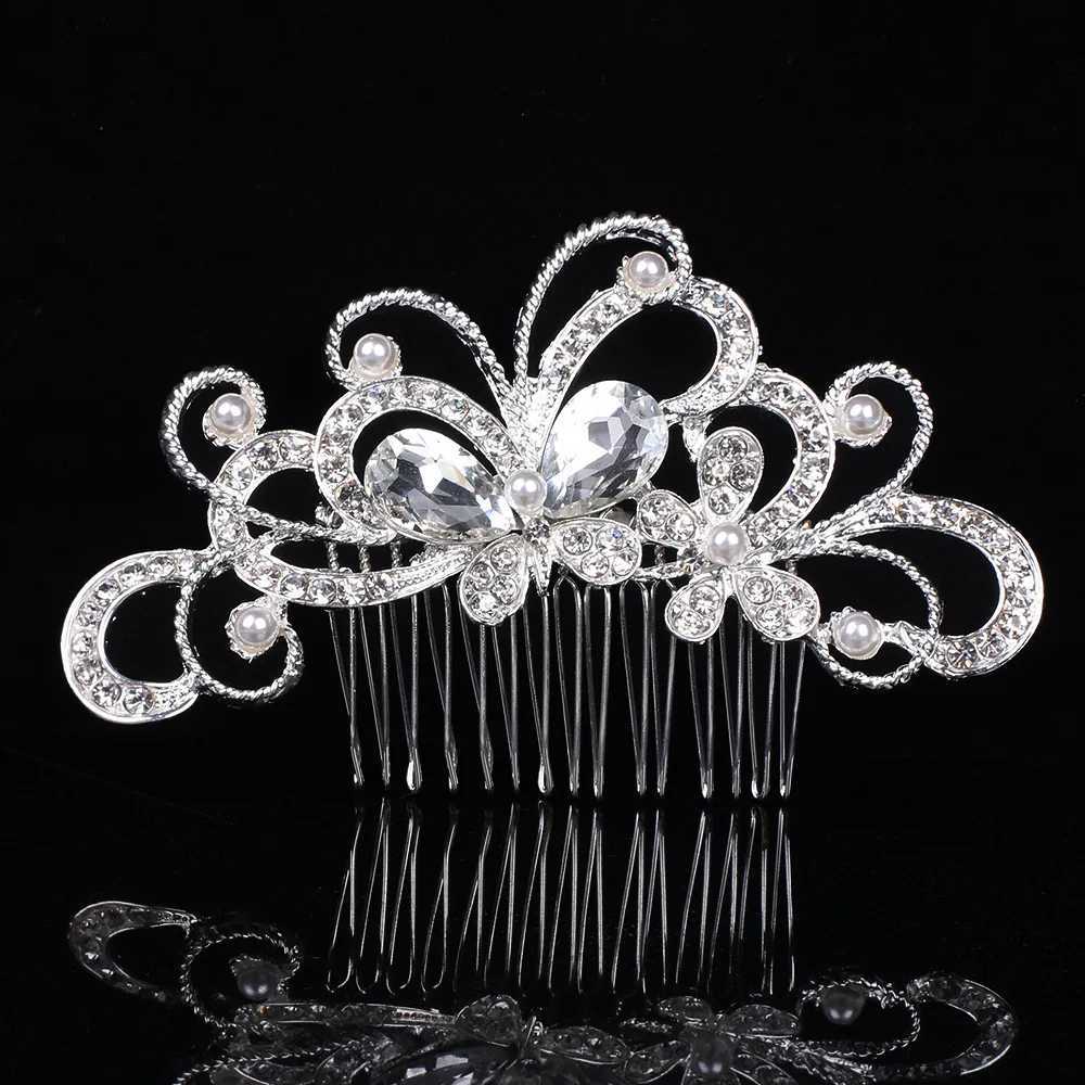 Princess Hair Combs Girls Party Bridal Hair Accessories Headdress Crown Crystal Pearl Wedding Bridal Hair Accessories Headdress Z250605