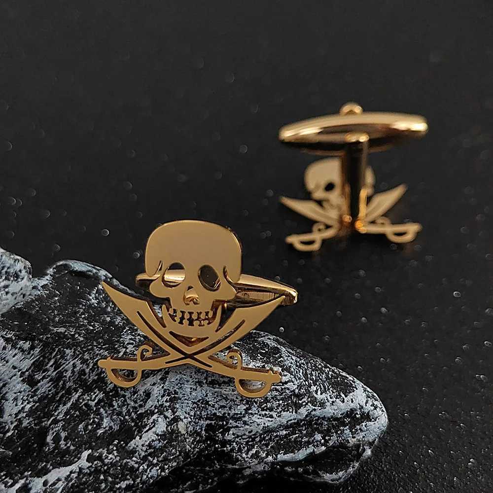 Stainless Steel Skull Cufflinks Mens French Shirt Cuff Links Buttons Gothic Jewelry Accessories Birthday Gifts for Boyfriend W250606