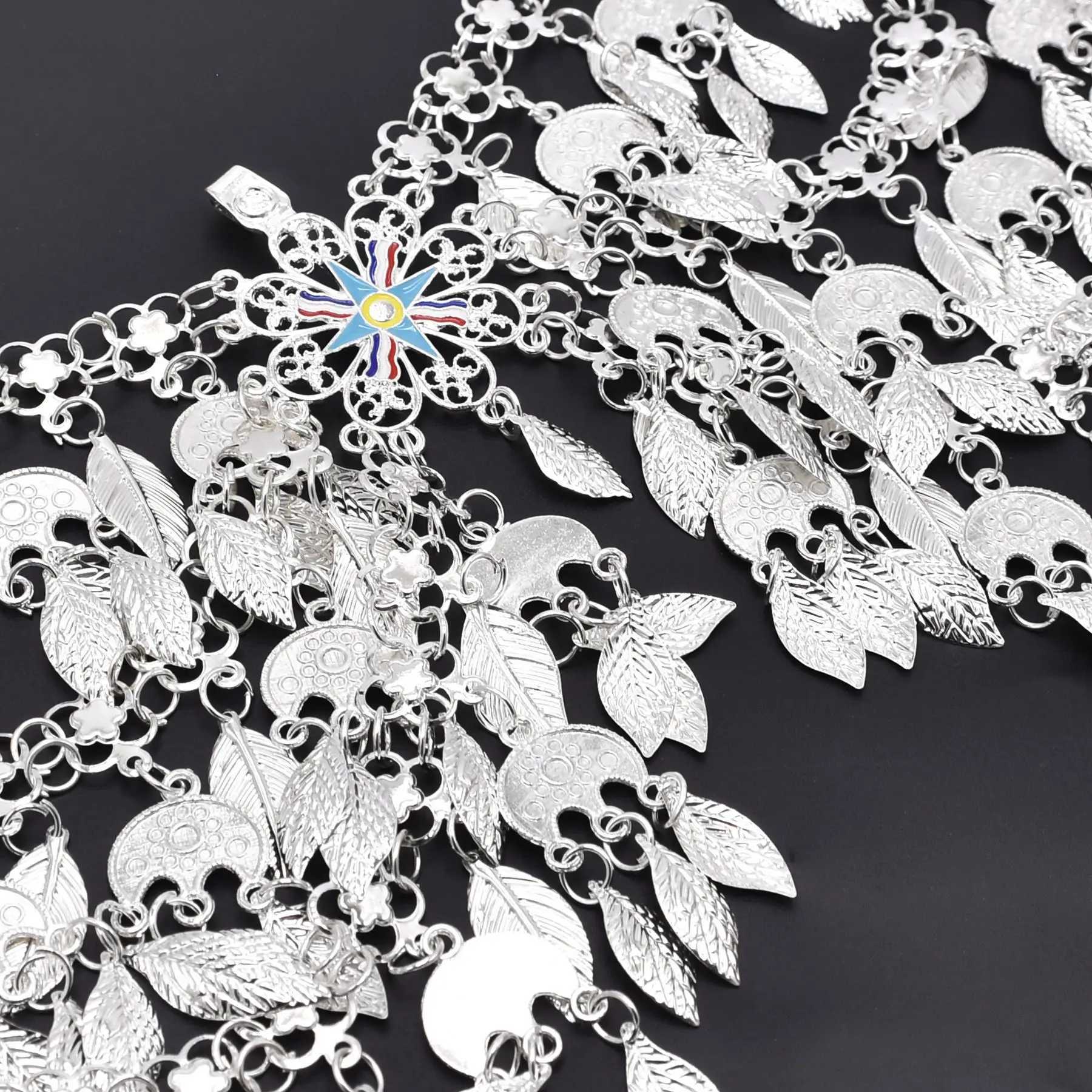 Assyrian style Flag Leaves Tassel Women Hair Jewelry Ethnic Travel Statement Hairband maang tikka headband. Z250605