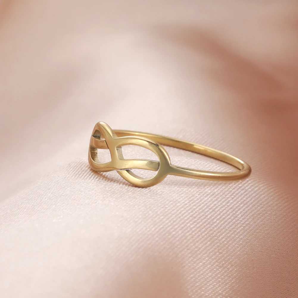 COOLTIME Infinite Knot Ring Stainless Steel Vintage Simple Rings Women Fashion Asymmetry Minimalist Ring Friendship Jewelry W250606