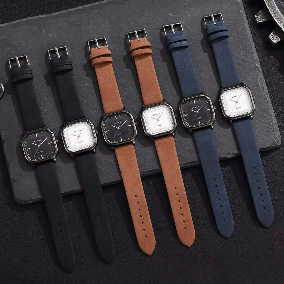 Fashion Square Minimalist Mens Quartz Watch Casual Leather Strap Wristwatch Reloj HombreWithout Box Y250605