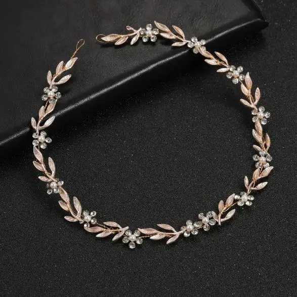 Gold Color Headbands Hair Jewelry Wedding Hair Accessories For Women Rhinestone Pearl Headband Bride Tiara Hairbands Accessories Z250605
