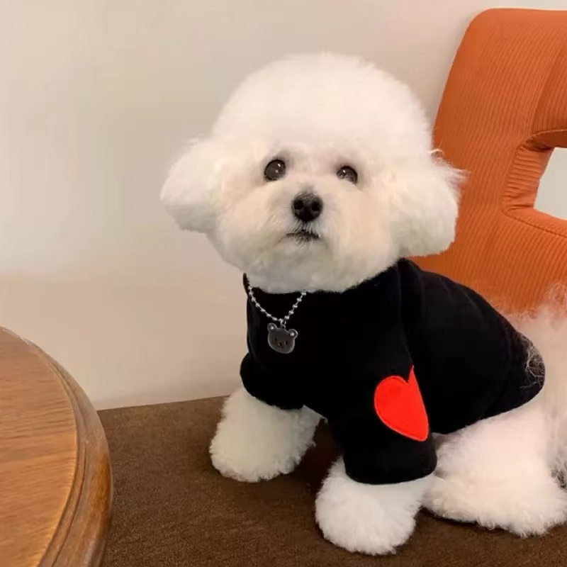 T00401 Ins style love dog clothes spring and autumn Teddy Bichon Schnauzer small dog kitten four seasons bottoming shirt