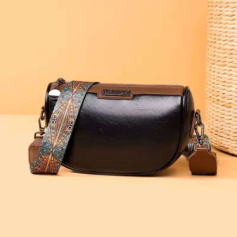 Women Fashion Saddle Bright Surface Women's Small Shoulder Messenger Bag Texture Easiest For Match Retro Backpack