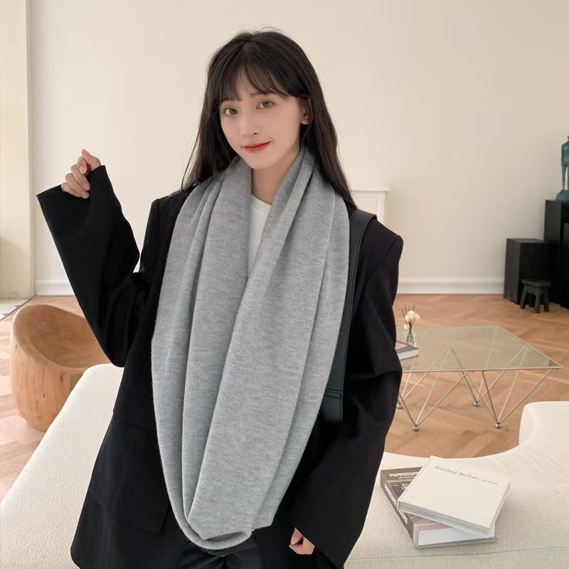 T900 autumn and winter new solid color ribbed large scarf warm couple fashion student scarf neck protection all-match thickened scarf