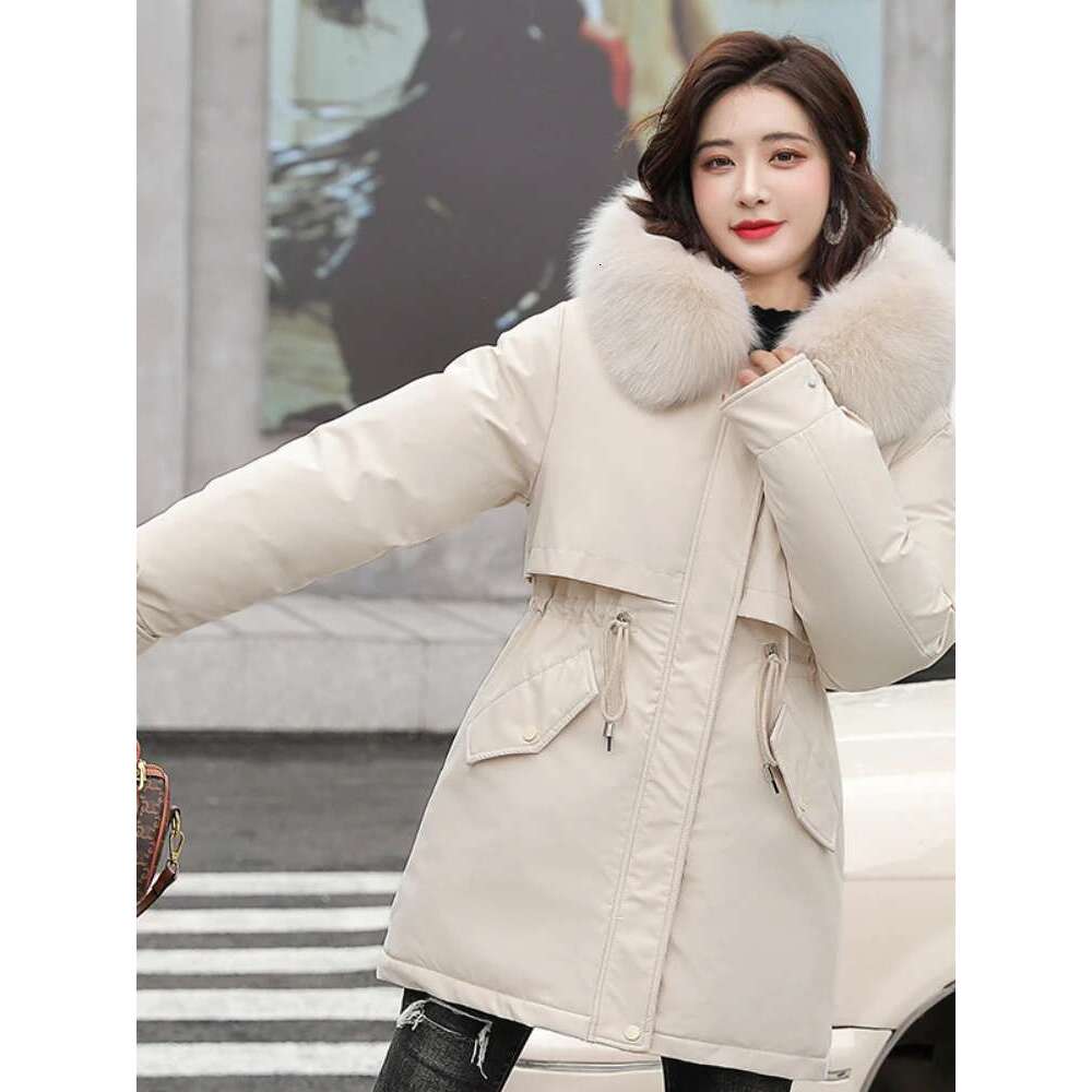 Women Parka Fashion Long Coat Wool Liner Hooded Parkas 2023 New Winter Jacket Slim With Fur Collar Warm Snow Wear Padded Clothes