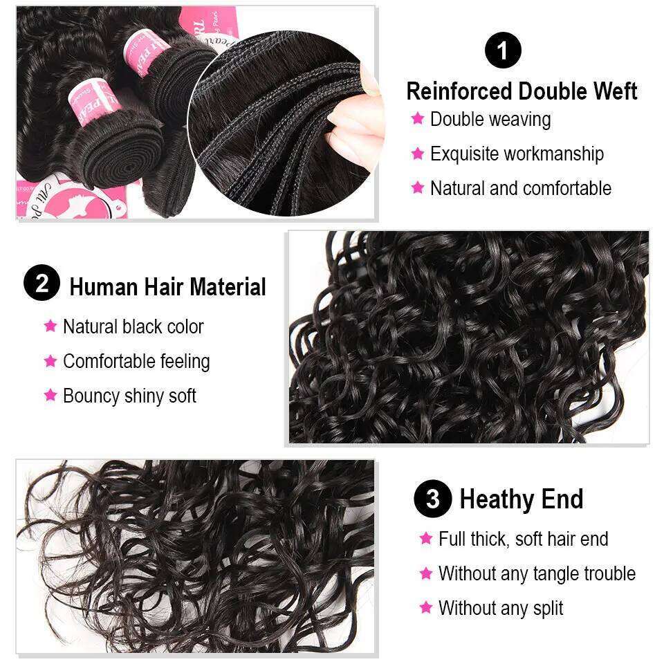 AliPearl Water Wave 4x4 Transparent Remy Peruvian Human Hair Bundles With Closure Free Part PrePlucked