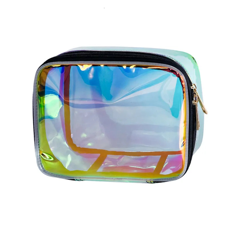 Simple And Transparent Waterproof Laser Makeup Bag Portable Travel Toiletries Storage Bag 250605