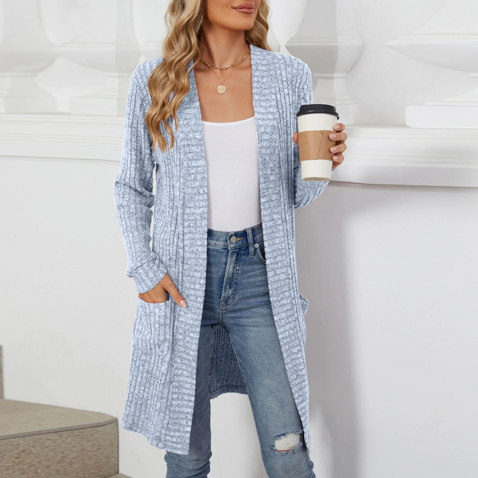 Women Thin Cardigan Autumn And Winter Long Sleeved Loose Pocket Jacket For Sweater Plus Size Outerwears 250530