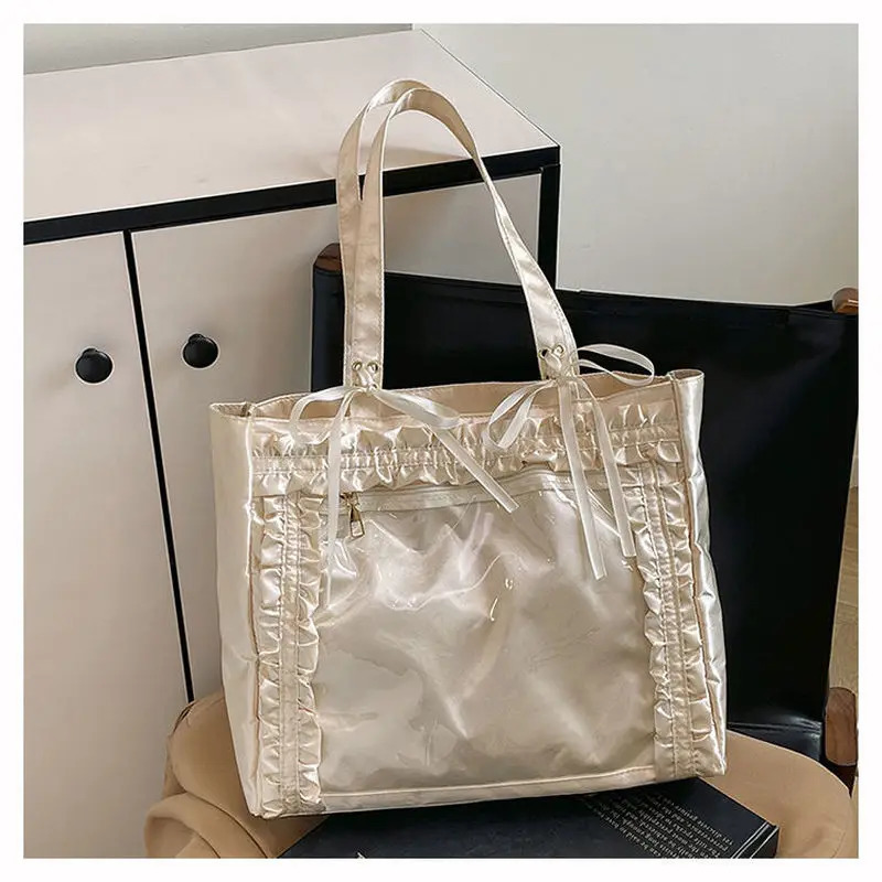 Anime Fashion Versatile Girls Strap Bowknot Transparent Splice Advanced Itabag Shoulder Bag SelfMade DIY Itabag 250605