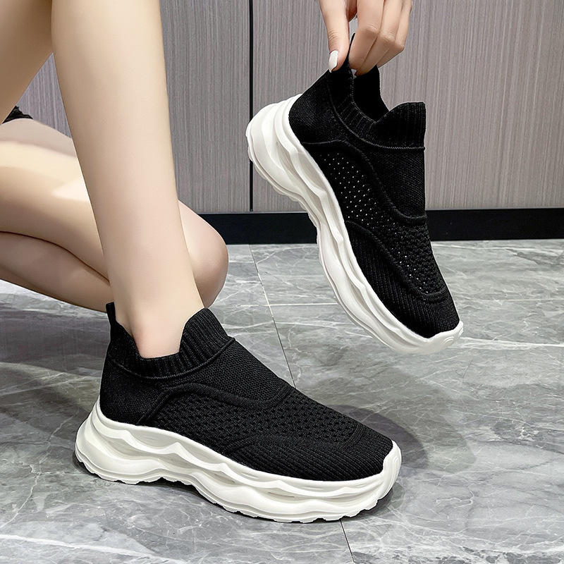 Women S Sports Flyknit Summer New Mesh Hollow Breathable Lightweight Casual Shoes Slip On Casual Shoes Ddmysaturn