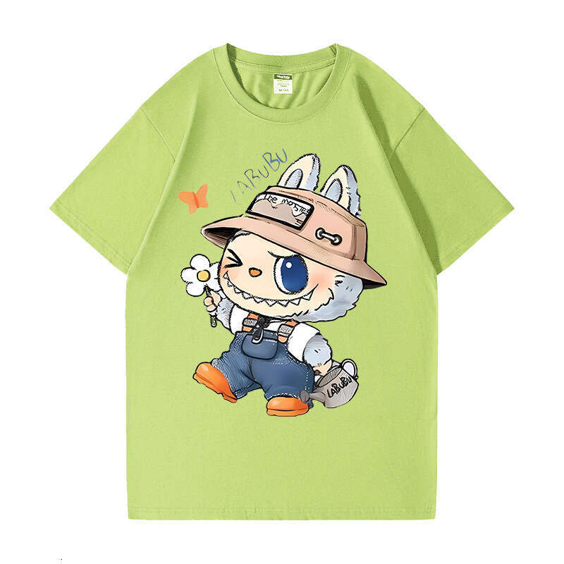 2025 New Labubu Shoulder Pure Cotton Short Sleeve Unisex Cartoon Anime Trendy T-Shirt Top labubus
