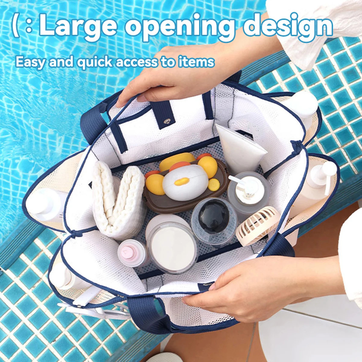 145L splicing large capacity travel lightweight cosmetic organizer bag summer vacation mesh beach quickdrying toiletry bag 250605