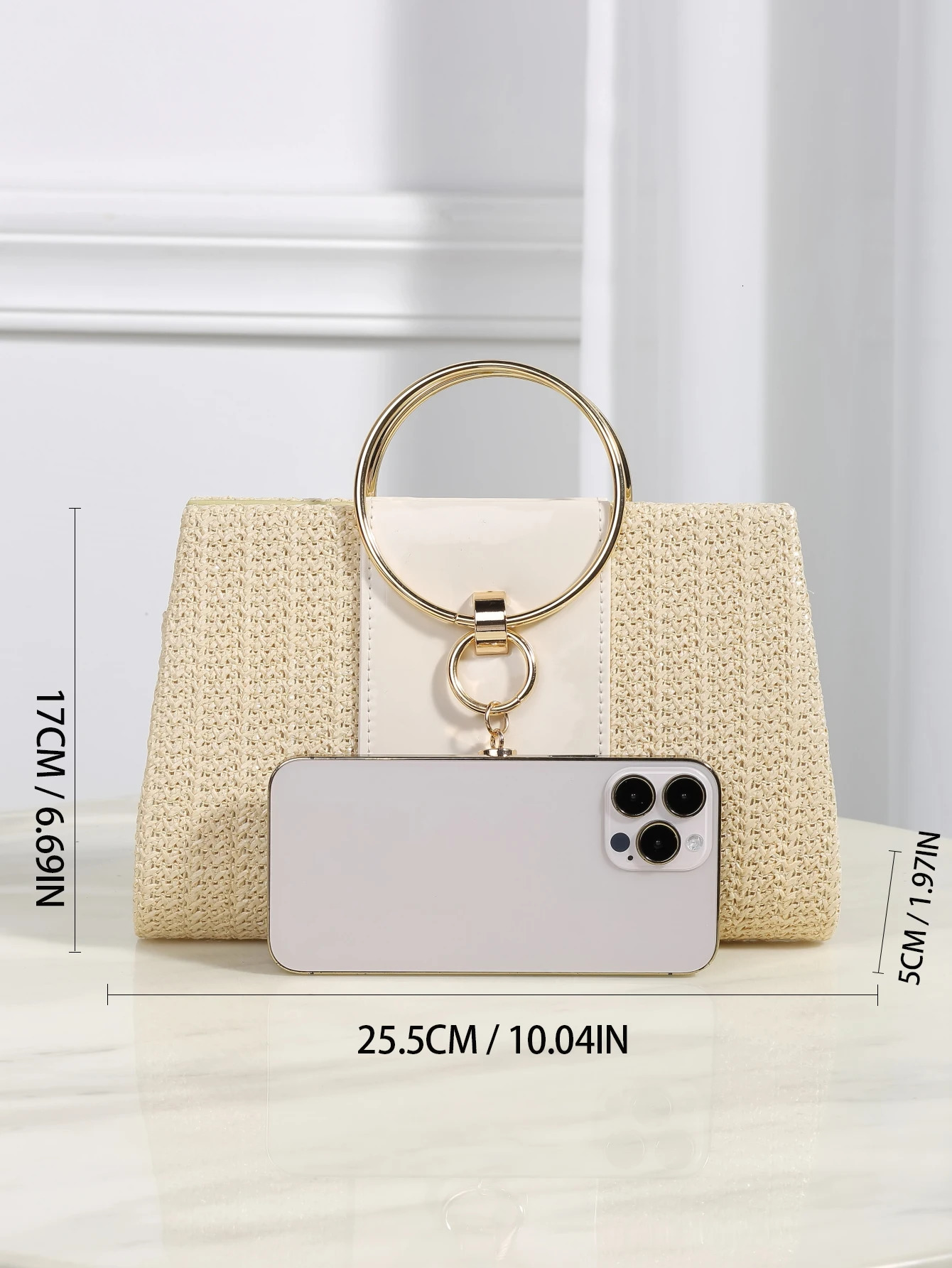1 piece Bohemian Resort Woven Large Capacity Clutch Bag Elegant Ladies Fashion Square Straw Evening Bag 250605