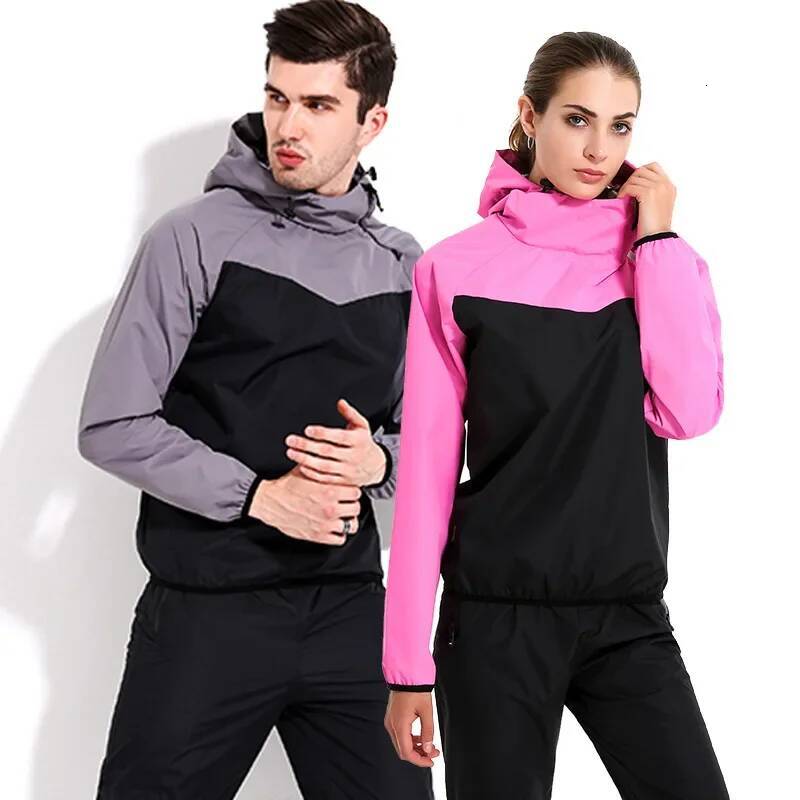 Ddmyoutdoor Summer Korean Sauna Men Women Gym Running Set Hoodies Sportswear Fiess Weight Loss Sweating Jogging Suit Size M XL Jogging Suit