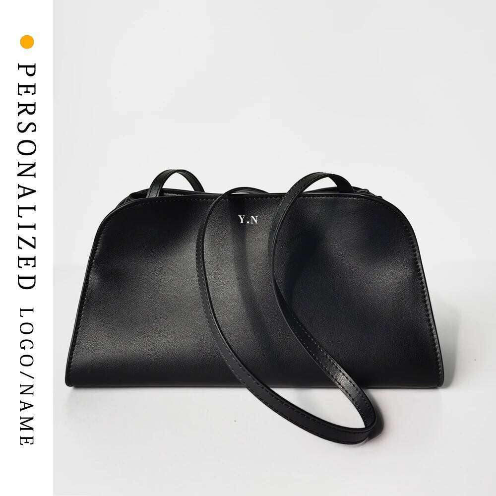 Custom First Letter Gold Stamping Women's Genuine Leather Shoulder Head Layer Cowhide Fashion Versatile Commuting Bag