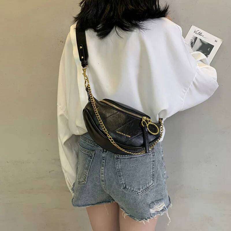 2025 New Women Crossbody Shoulder Bags Casual Designer Metal Chain Purse Tote Female Leather Clutch Chest Bag