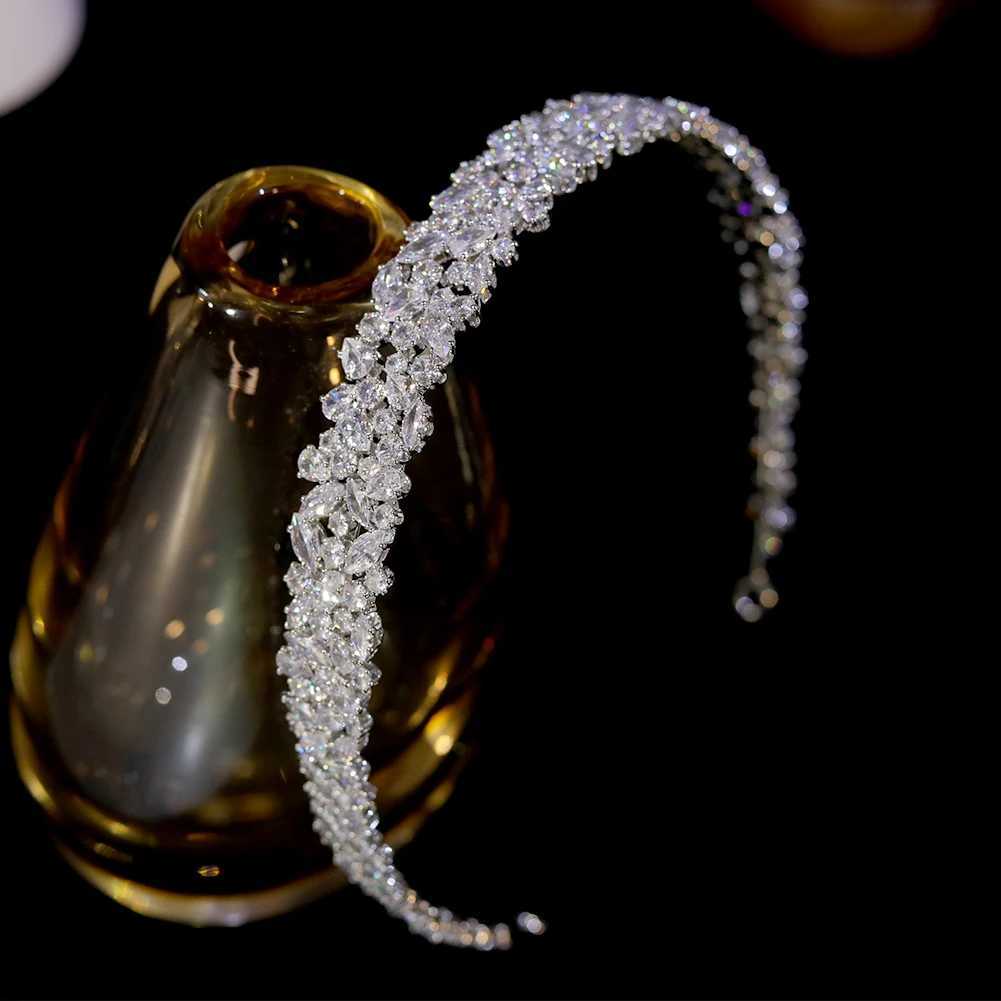 ASNORA Luxury CZ Headbands Silver Color Bridal Crowns Elegant Headwear Wedding Hair Accessories Party Jewelry Bridesmaid Gift Z250605