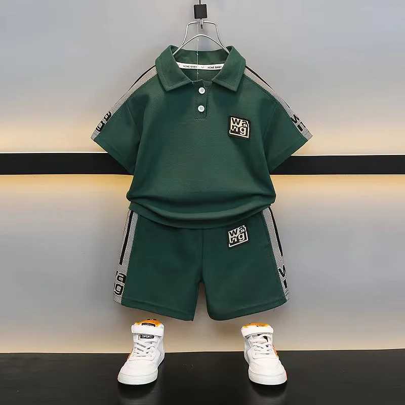 Infant Summer Children Boys Girls Cotton Clothes Kids Lapel T-shirt + Shorts 2Pcs/Sets Toddler Tracksuit Infant Casual Outfits R250606