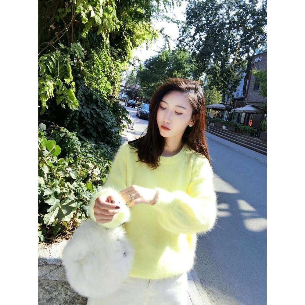 2023 New 100% Mink Cashmere Sweater Women's Winter Angora Top Pullover Loose Knitting WT2