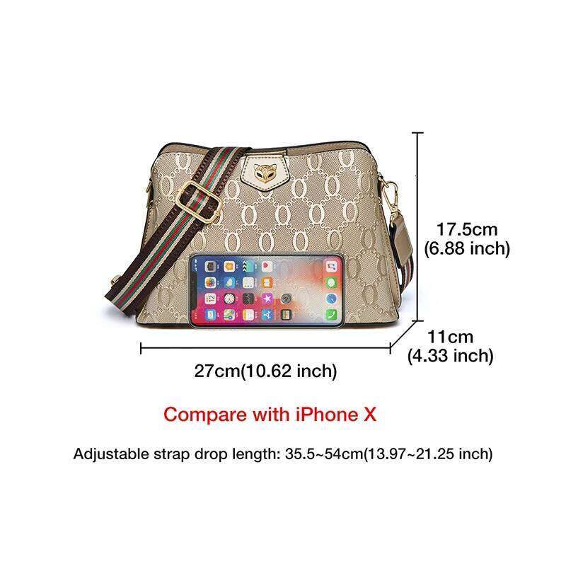 FOXER Leather Shoulder Bag Women, Monogram Crossbody Handbag, Gift For Lady, Mom, Wife