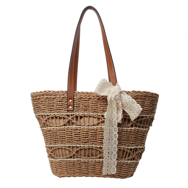 designer Large Capacity Straw Woven Bag for Women 2025 New Summer Fashion Basket Bag Beach Woven Shoulder Tote Bag