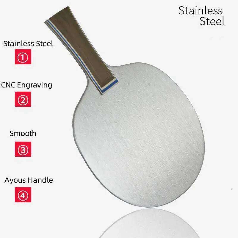 1PC Stainless Steel Table Tennis FL CS Heavy Ping Pong Racket Blade with Ayous Handle For Training