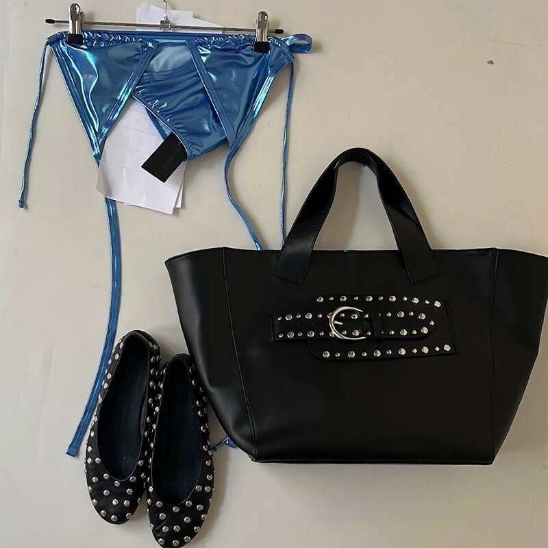 Trend Rivet Motorcycle Style College Student Handbag Crossbody Versatile Large Capacity Tote Women s Bag