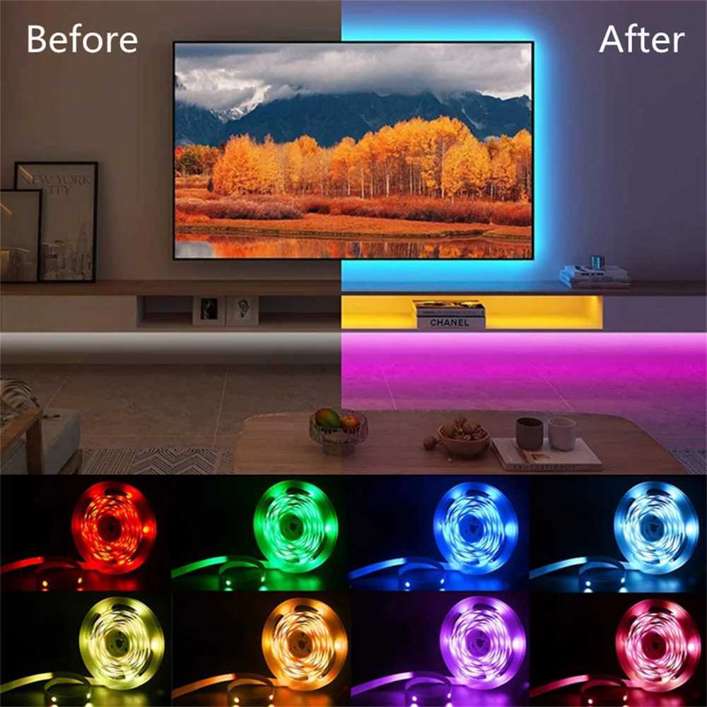 RGB5050 LED Strip Lights APP Control LED Room Light Flexible Ribbon LED Tape for TV Backlights Room Bedroom Decoration Z250605