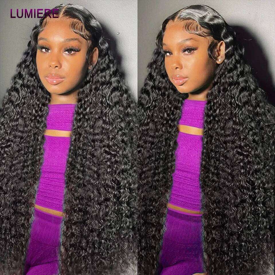 Deep Water Wave Human Bundles With Frontal HD Transparent Lace Closure And Bundle Raw Virgin Hair Weave Extension