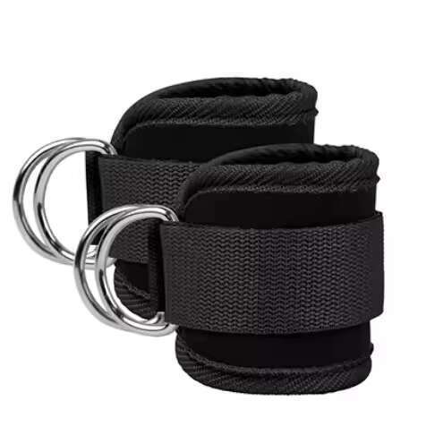 DHEssentials Adjustable Ankle Straps for Cable Machine Workout with D Ring Neoprene Support for Gym Leg Glute Training Pulley System