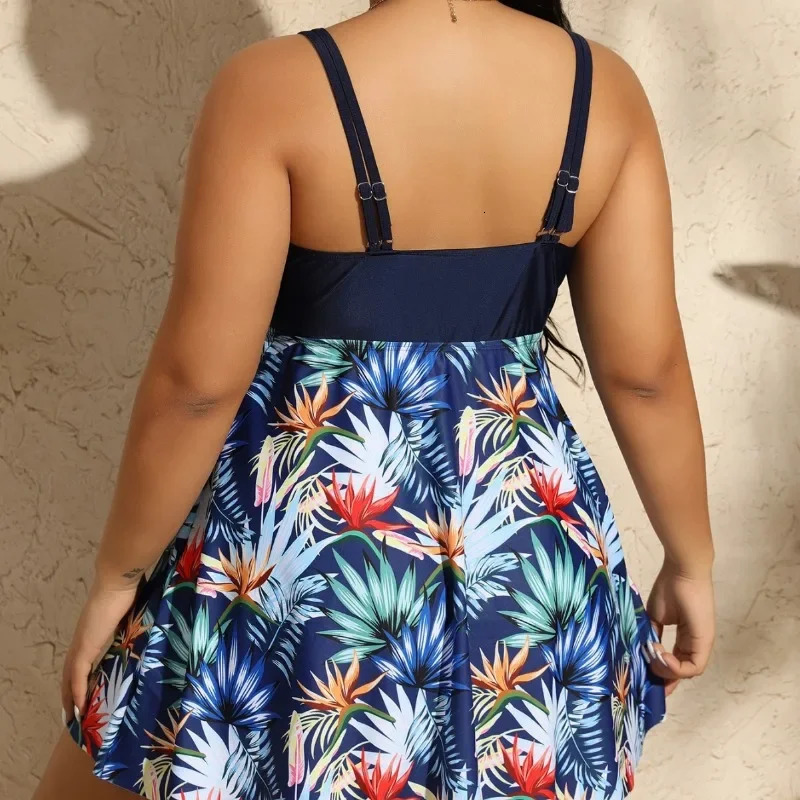 2024 Swimwear Large Size PLUS 0XL4XL Swimsuit Conservative Twopiece Long Skirt Printing Hair 250603