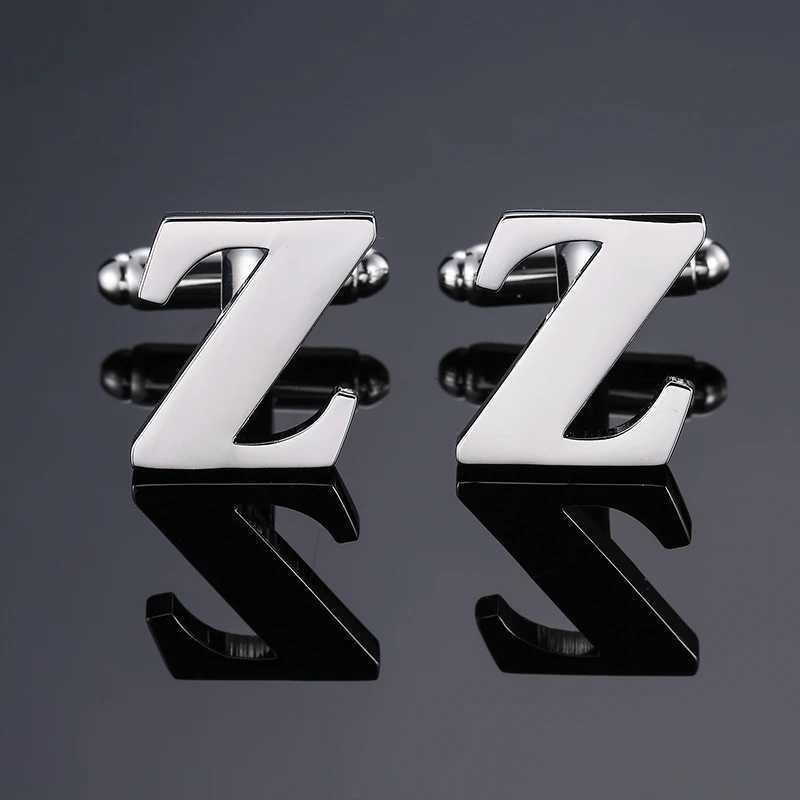 Mens Shirt Cufflinks High Quality A-Z 26 Letter Silvery Business For Gentlemen French Cuff Links Hand Engraving Jewelry W250606