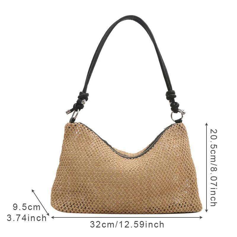 Woven Summer Beach Holiday Handbag Portable Tote Bag Fashion Casual Women Shoulder Bags Big Capacity