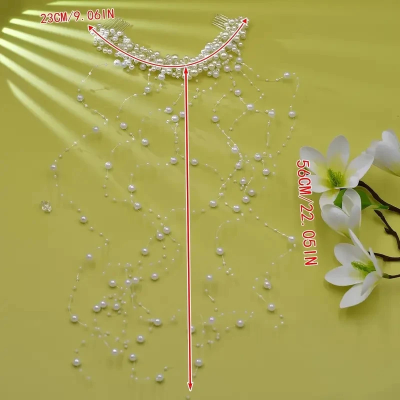 1 elegant artificial pearl hair comb with exquisite bead tassel for brides wedding dress headwear 250529