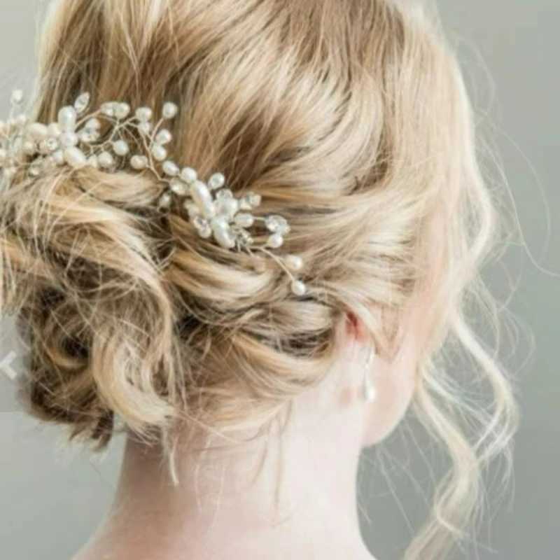 Elegant Pearl Crystal Hairpin Wedding Bridal U-shaped Metal Hair Comb Forks Hairstyle Clips Jewelry Accessories Design Tools Z250605
