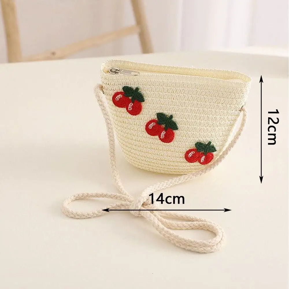 Creative Handmade Kids Straw Bag Shell Shape Woven Shoulder Flower Summer Beach for Children Girls 250605