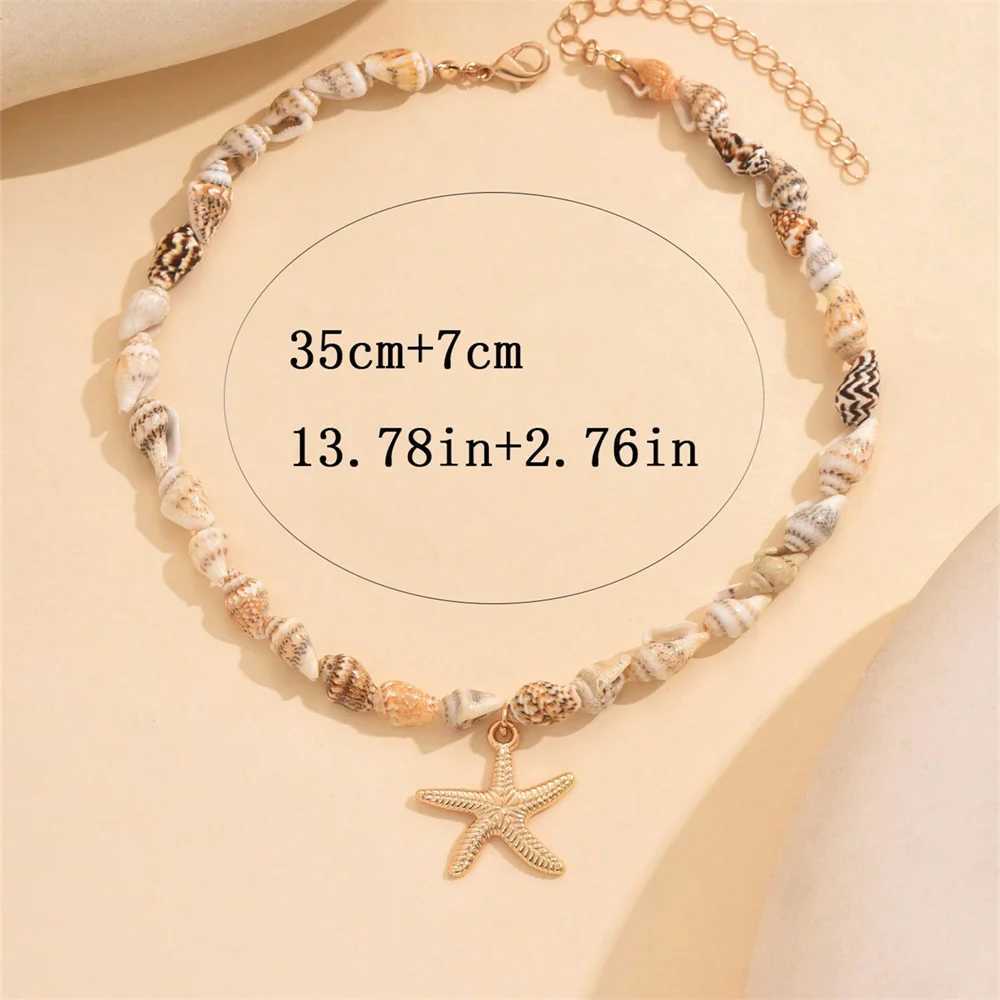 Beach Style Natural Seashell Beaded Necklace With Handmade Tropical Starfish Pendant Fashion Ocean Inspired Jewelry Choker Women Y250605
