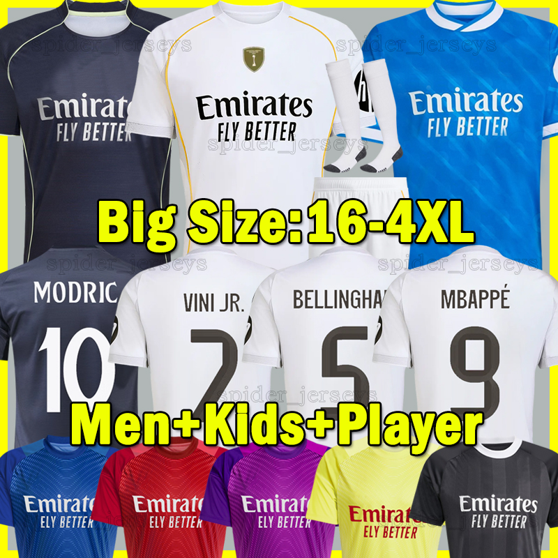 XXXL 4XL 25 26 BELLINGHAM MBAPPE Soccer Jerseys VINI JR. RODRYGO 2024 2025 2026 MODRIC Football Shirts VALVERDE ENDRICK BRAHIM LUCAS V. Player Men Uniforms kids kits
